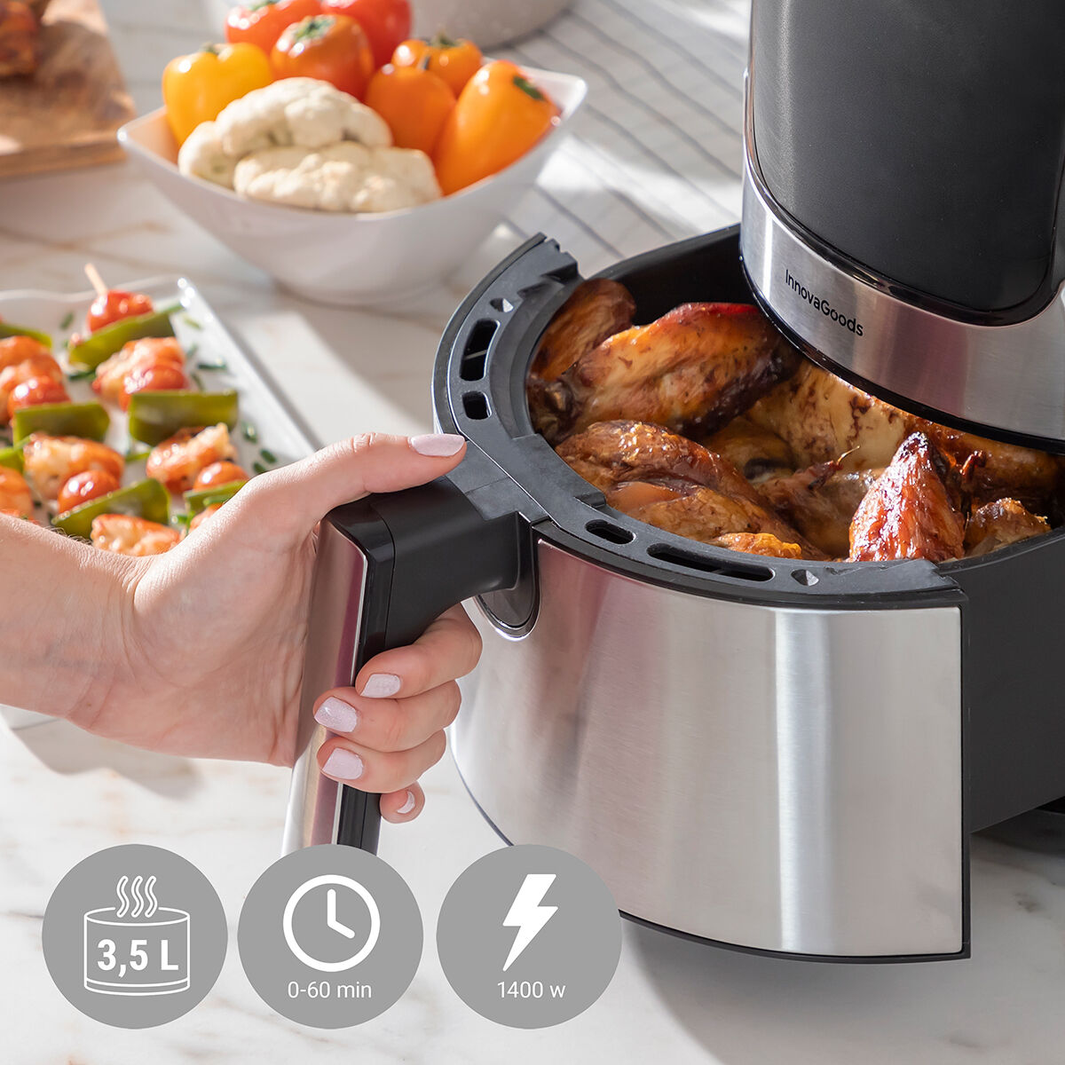 Vue de face Airfryer InnovaGoods Fryinn 3,5 L – Cozy-cook