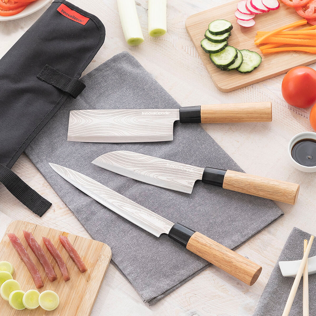 Coffret du lot de 3 couteaux Pro Innovagoods fermé