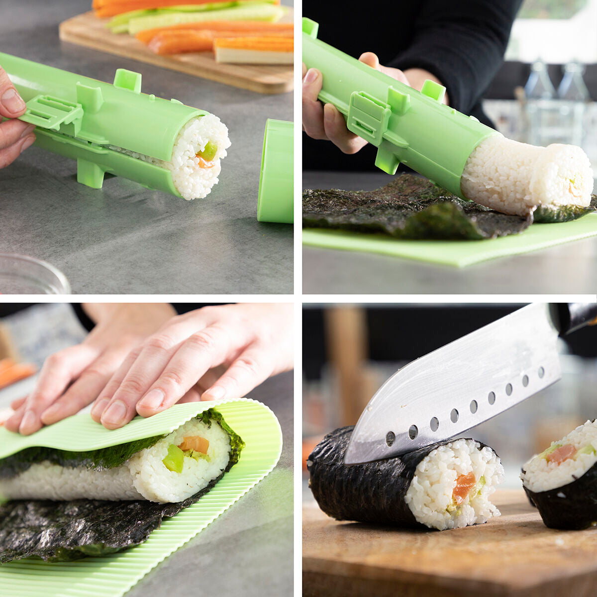 Moule cylindrique du set sushi 3 pièces InnovaGoods avec recettes

