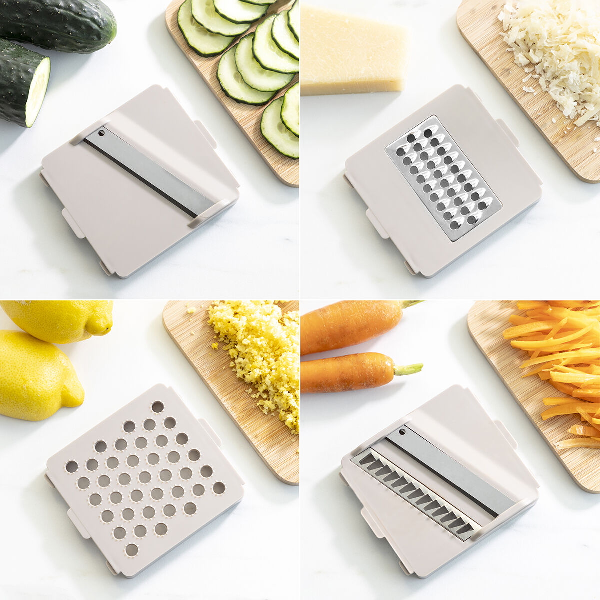 Mandoline 7 en 1 InnovaGoods posée sur plan de travail

