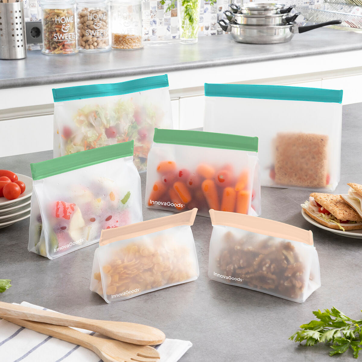 Set de 6 Sacs Réutilisables Hermétiques rangés dans un tiroir

