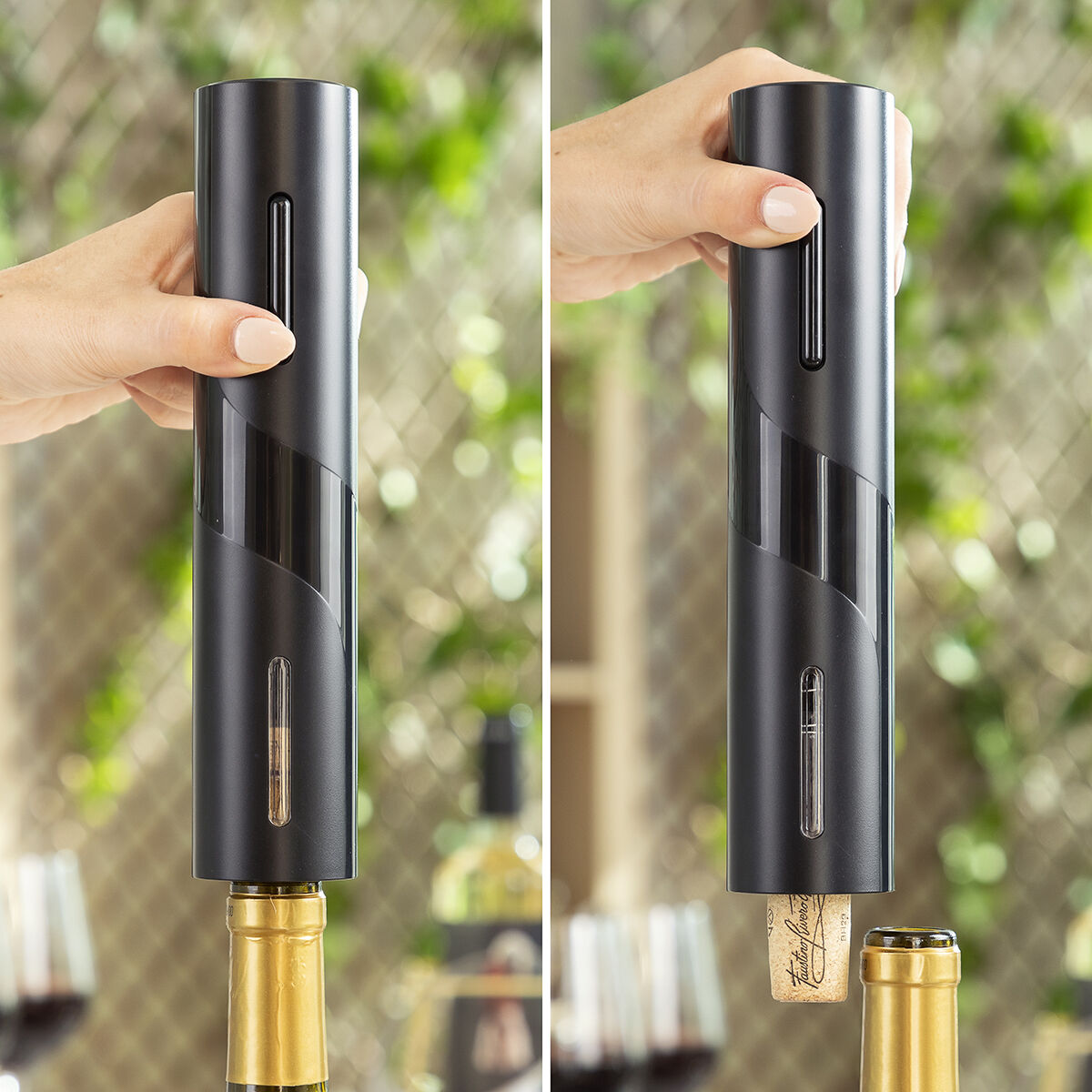 Présentation du tire-bouchon électrique vin set complet sur une table

